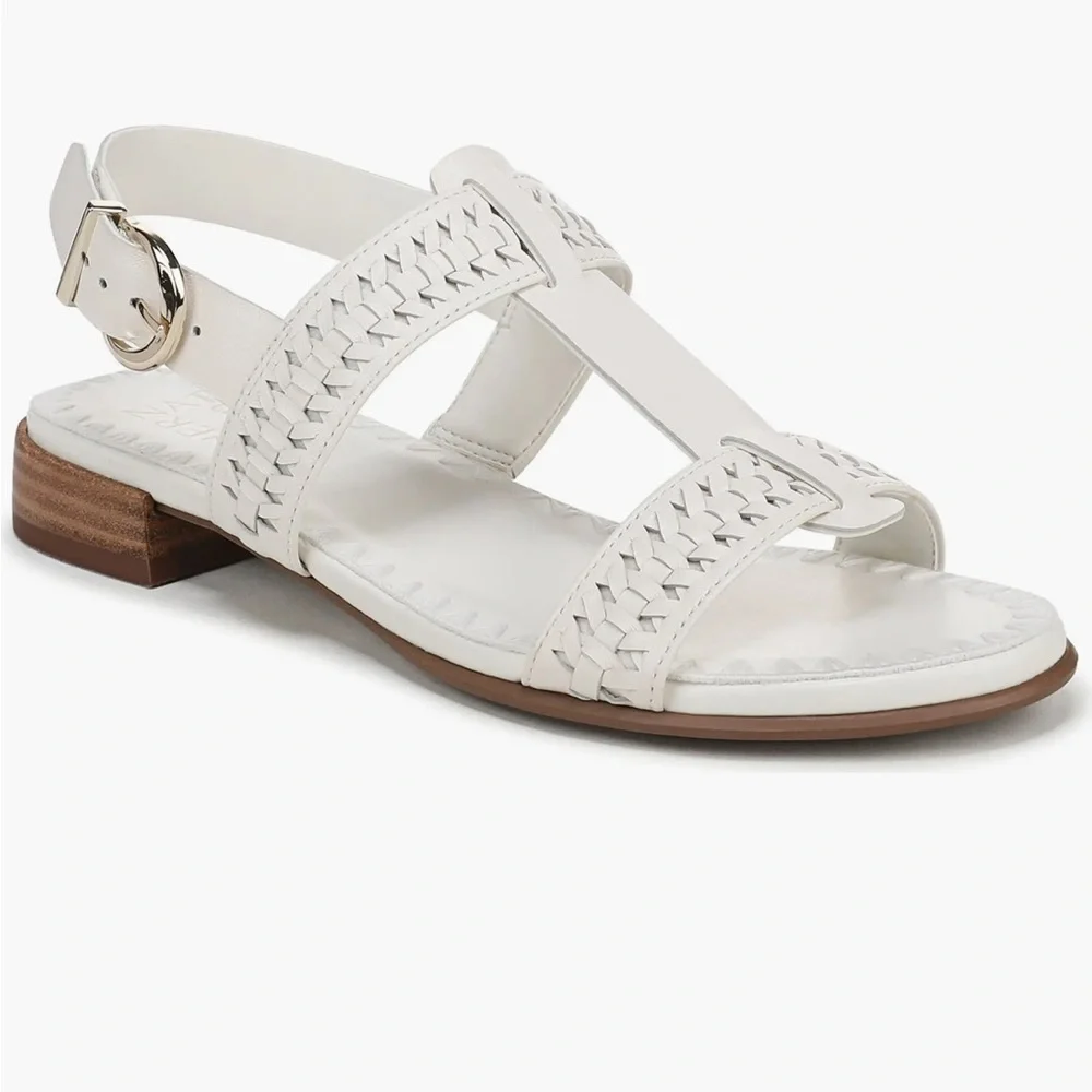 Naturalizer Warm White Woven Leather Slingback Sandals size 10 Wide Width